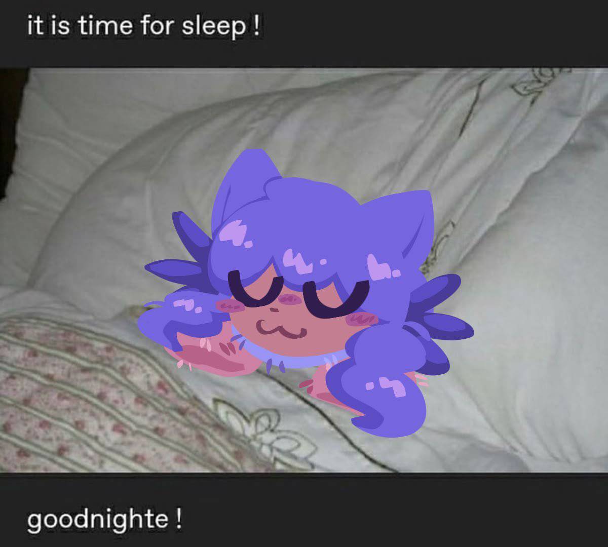 Tumblr post: it is time for sleep ! [drawn Niko from OneShot sleeping on the bed photograph] goodnighte !