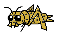 Thistle, a small cute bug who looks like a grasshopper